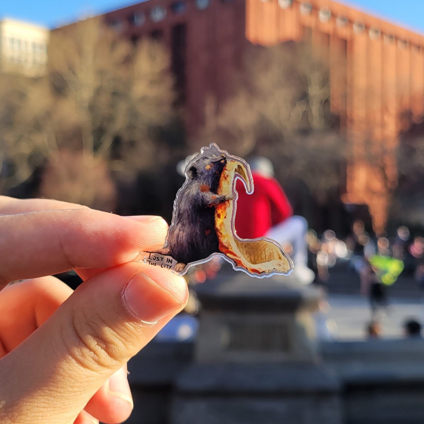 Pizza Rat Acrylic Pin