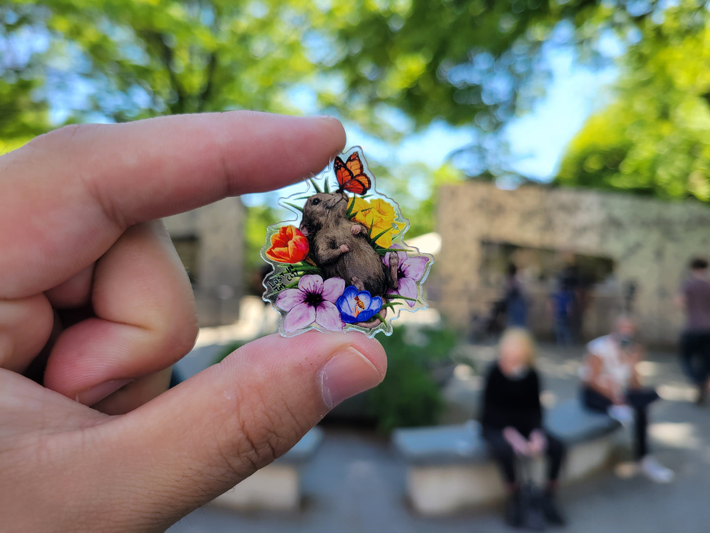 Flower Rat Acrylic Pin