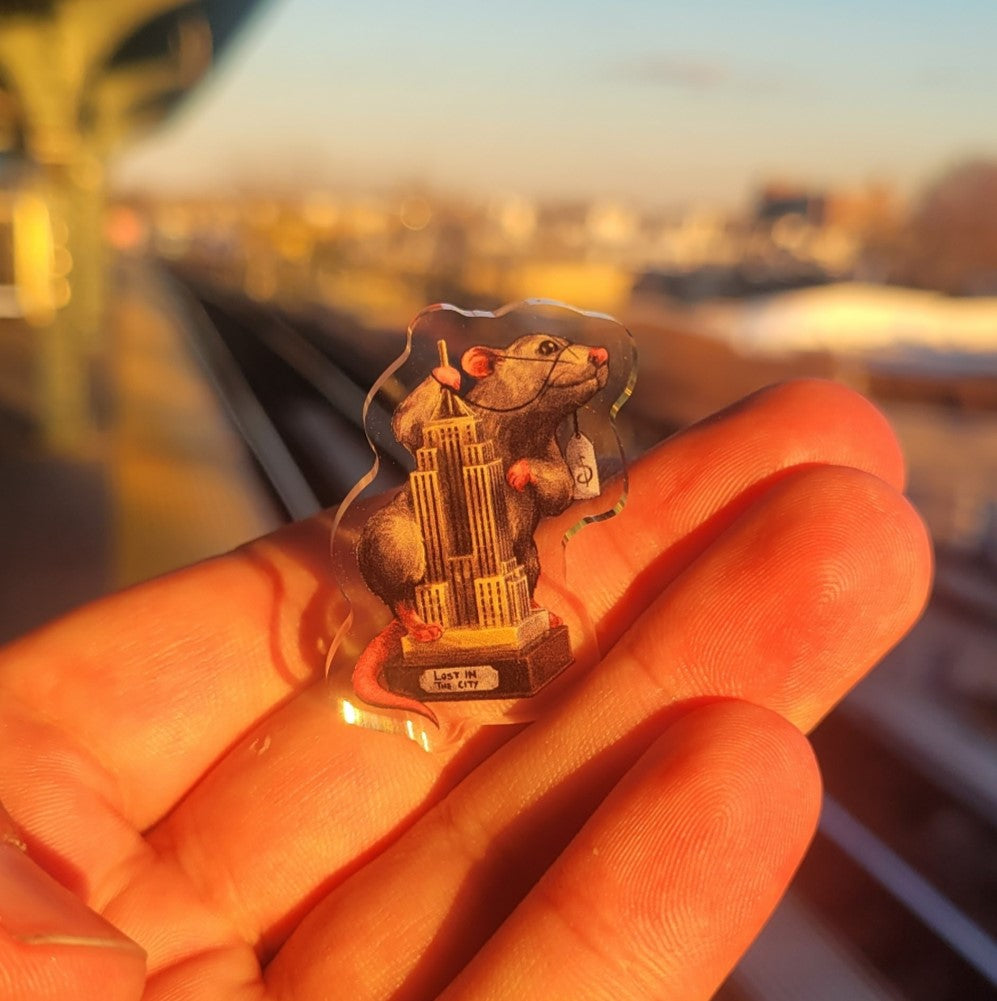 Empire State Rat Acrylic Pin