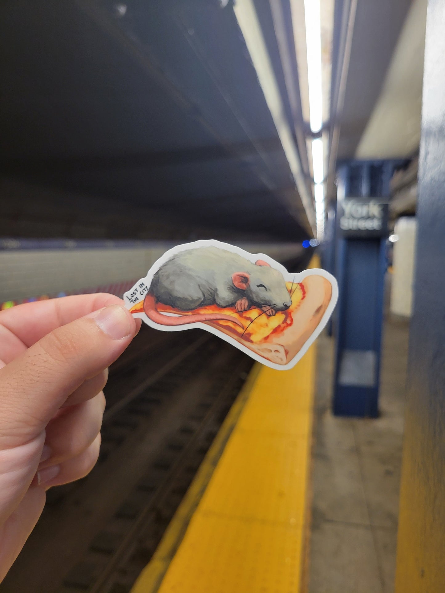 Sleepy Pizza Rat Sticker