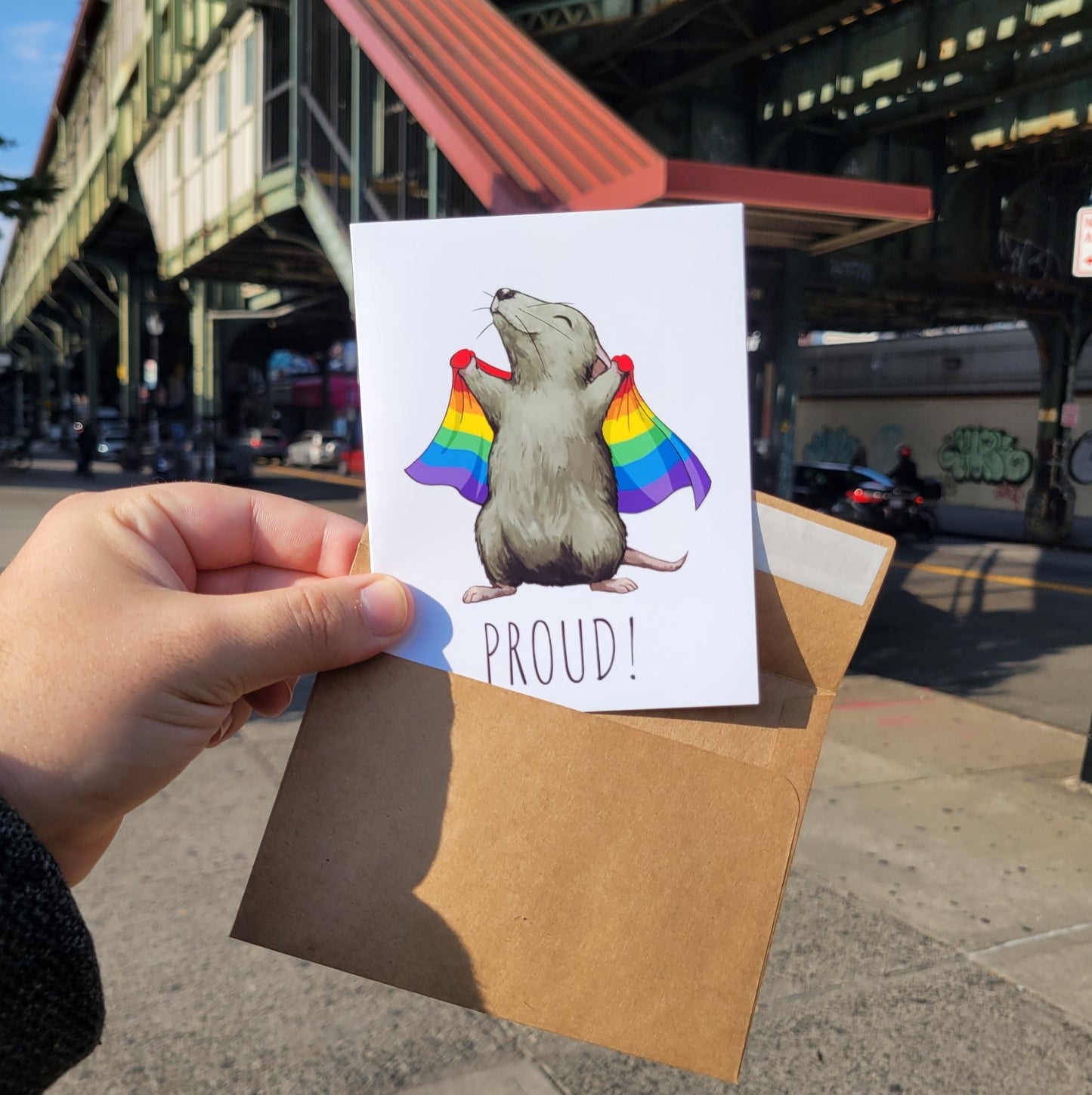 Pride Flag Rat Greeting Card