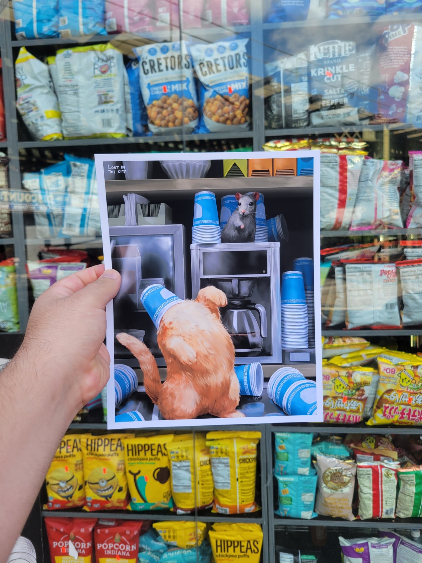 Coffee Cat and Rat Print | Lost in the City