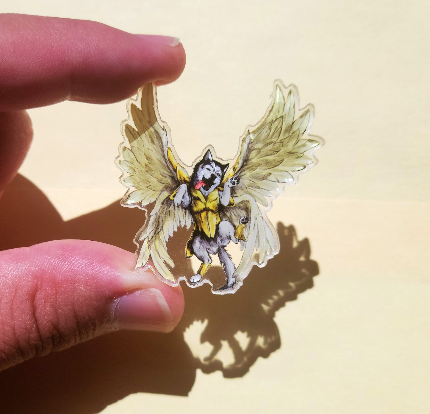 Angel Husky Acrylic Pin