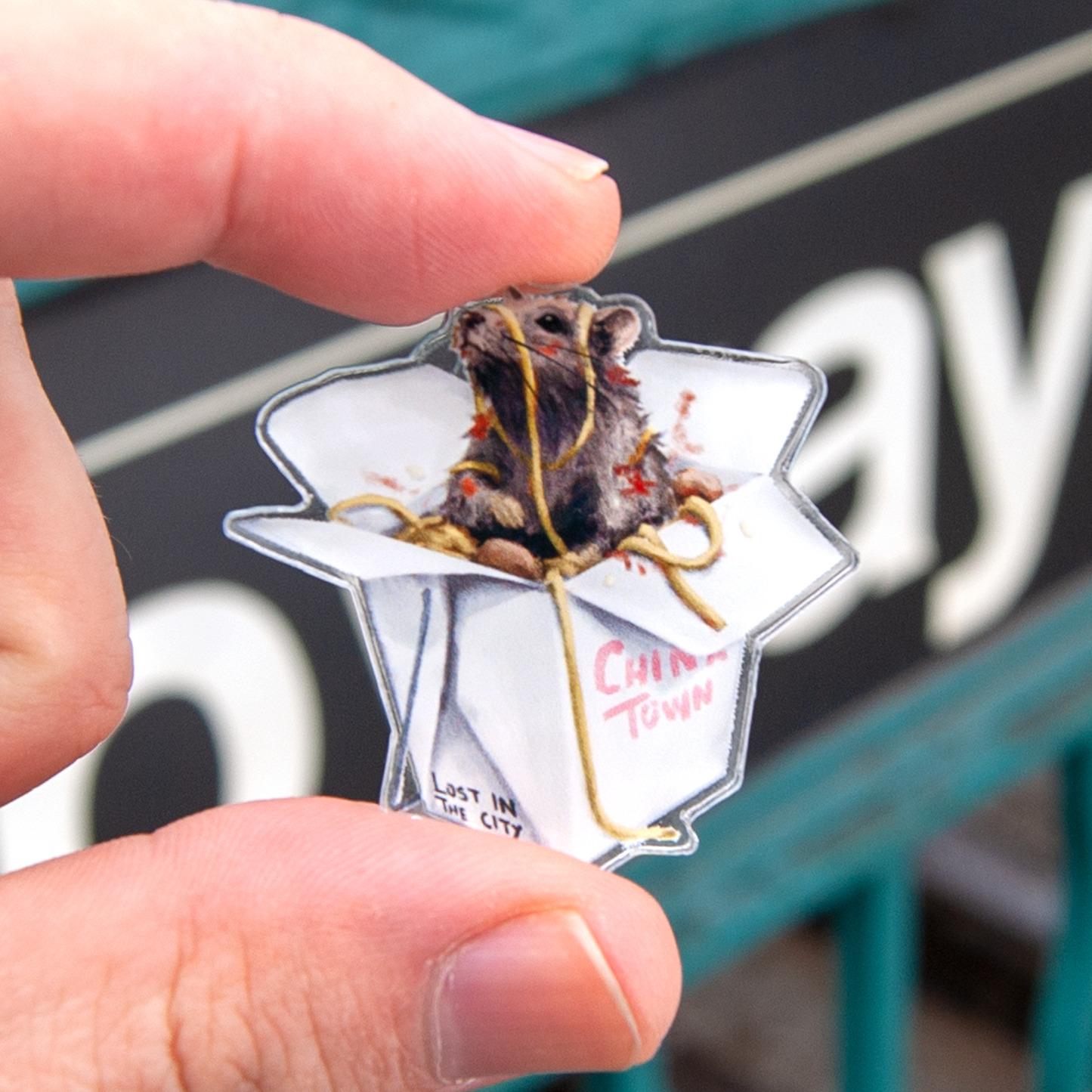 Noodle Rat Acrylic Pin