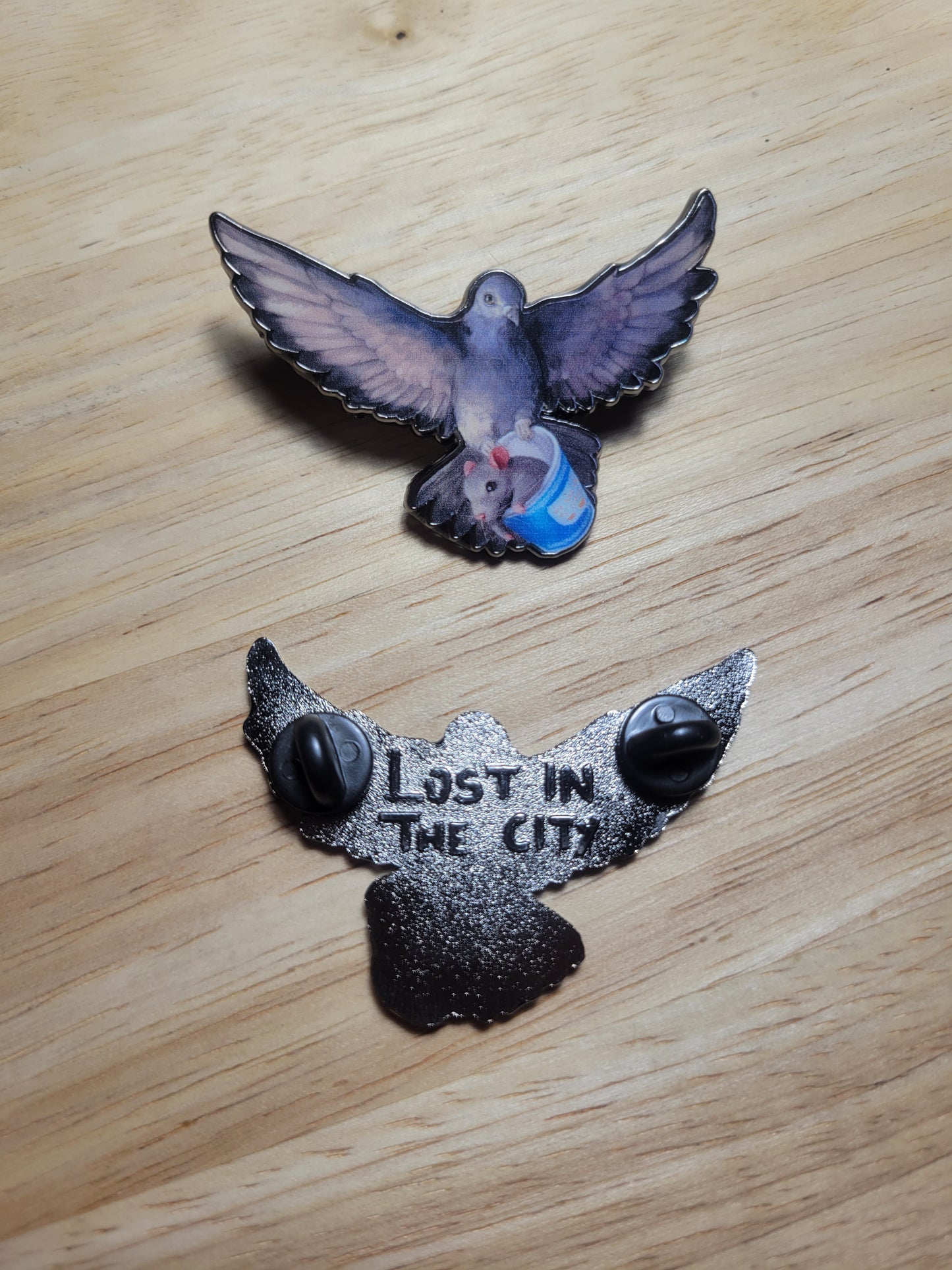 Pigeon and Rat Metallic Pin