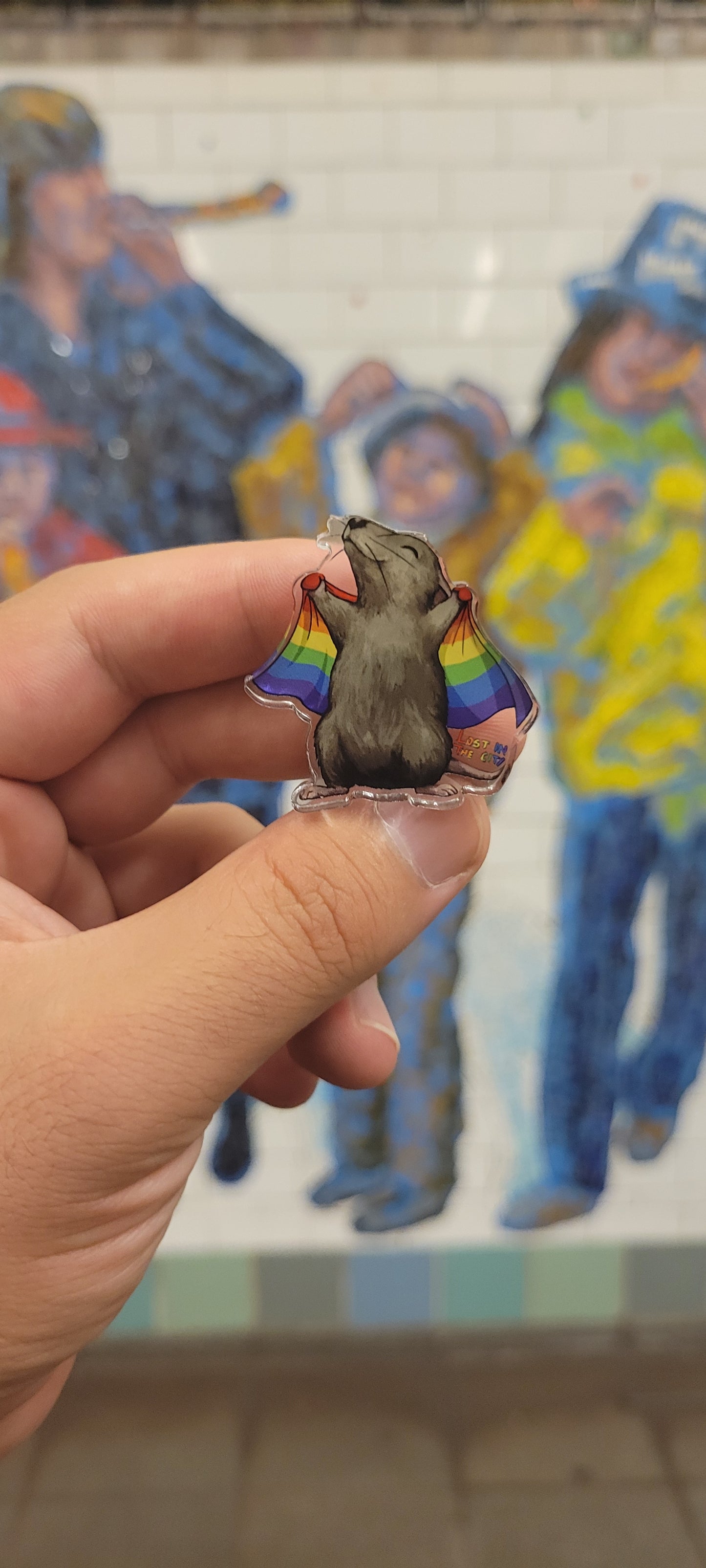 Pride Flag Rat Acrylic Pin