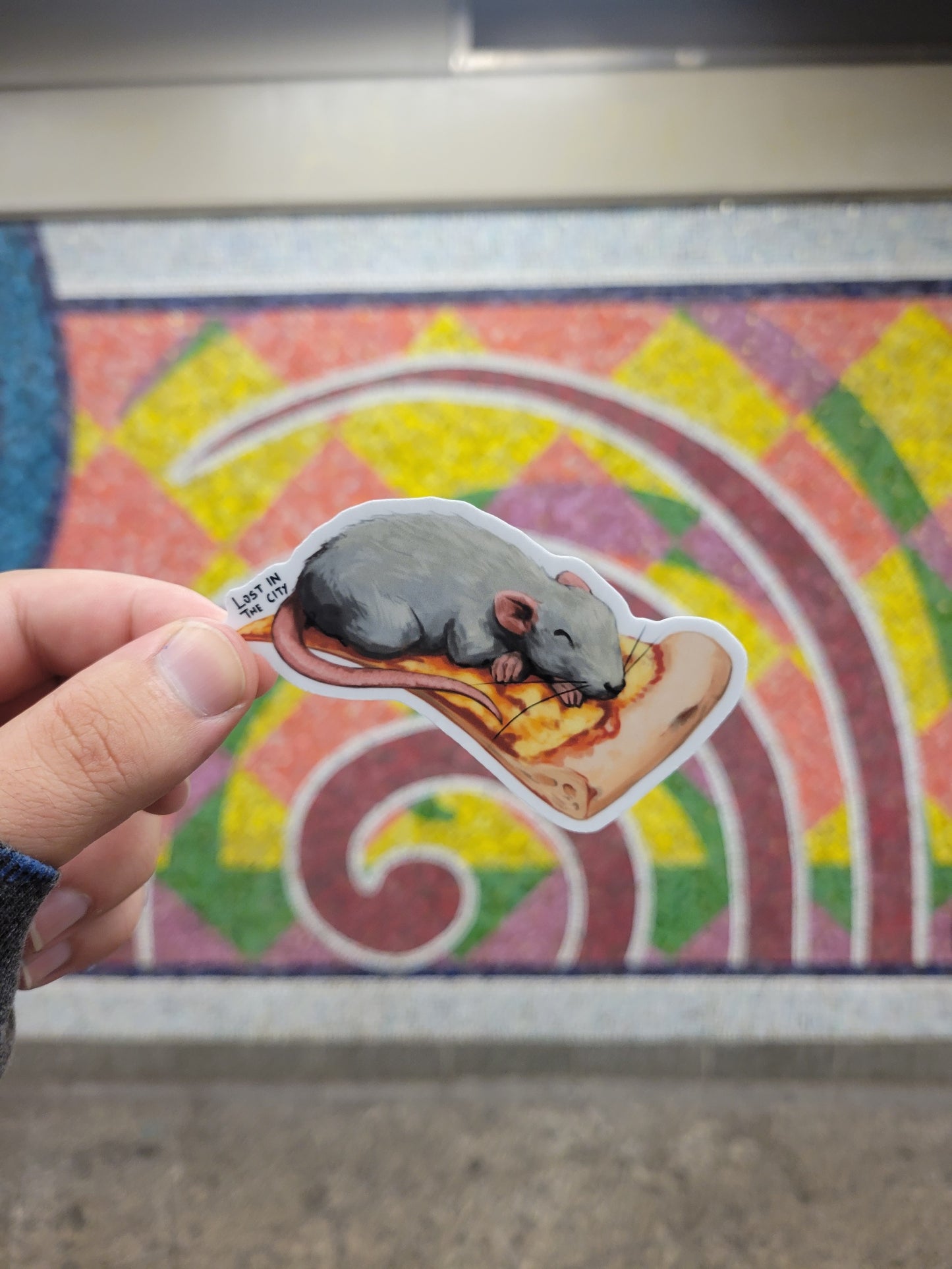 Sleepy Pizza Rat Sticker