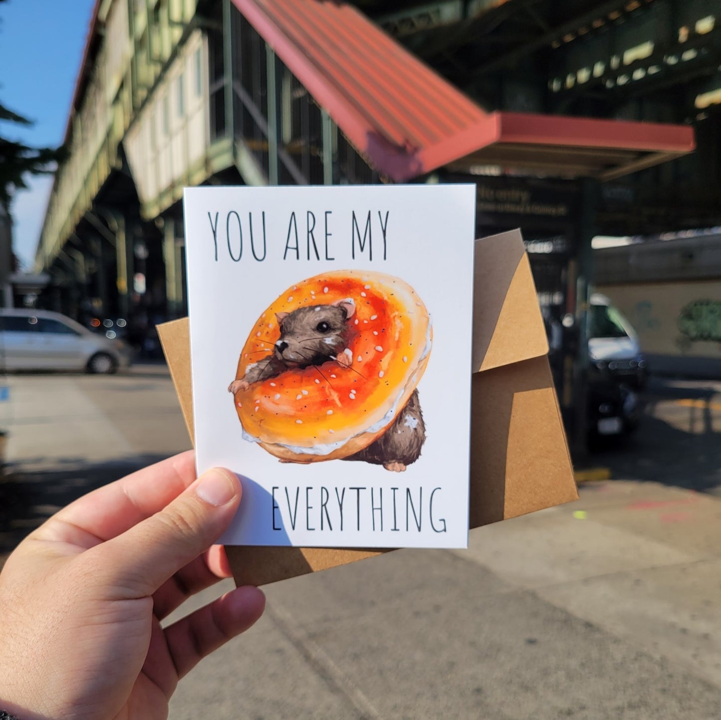 Everything Bagel Rat Greeting Card