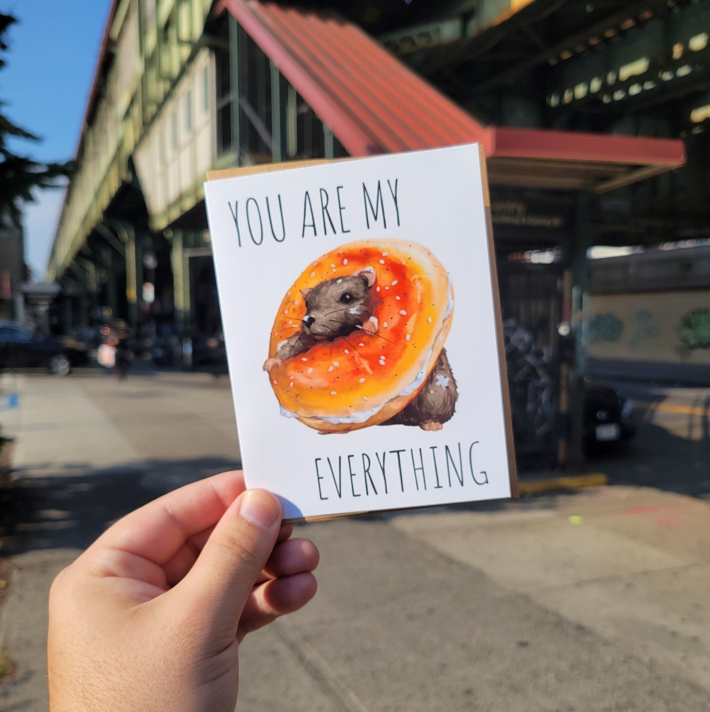 Everything Bagel Rat Greeting Card