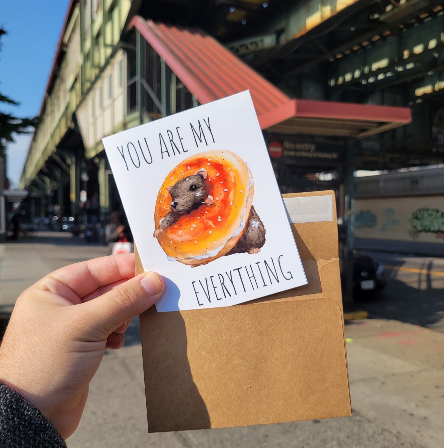 Everything Bagel Rat Greeting Card