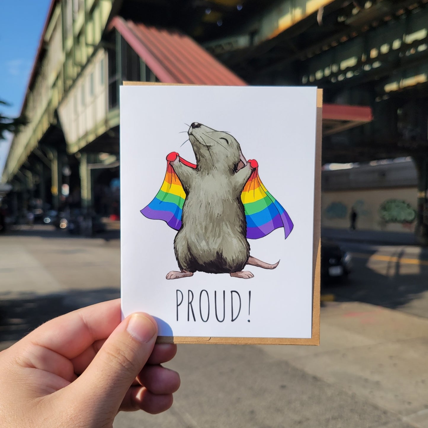 Pride Flag Rat Greeting Card