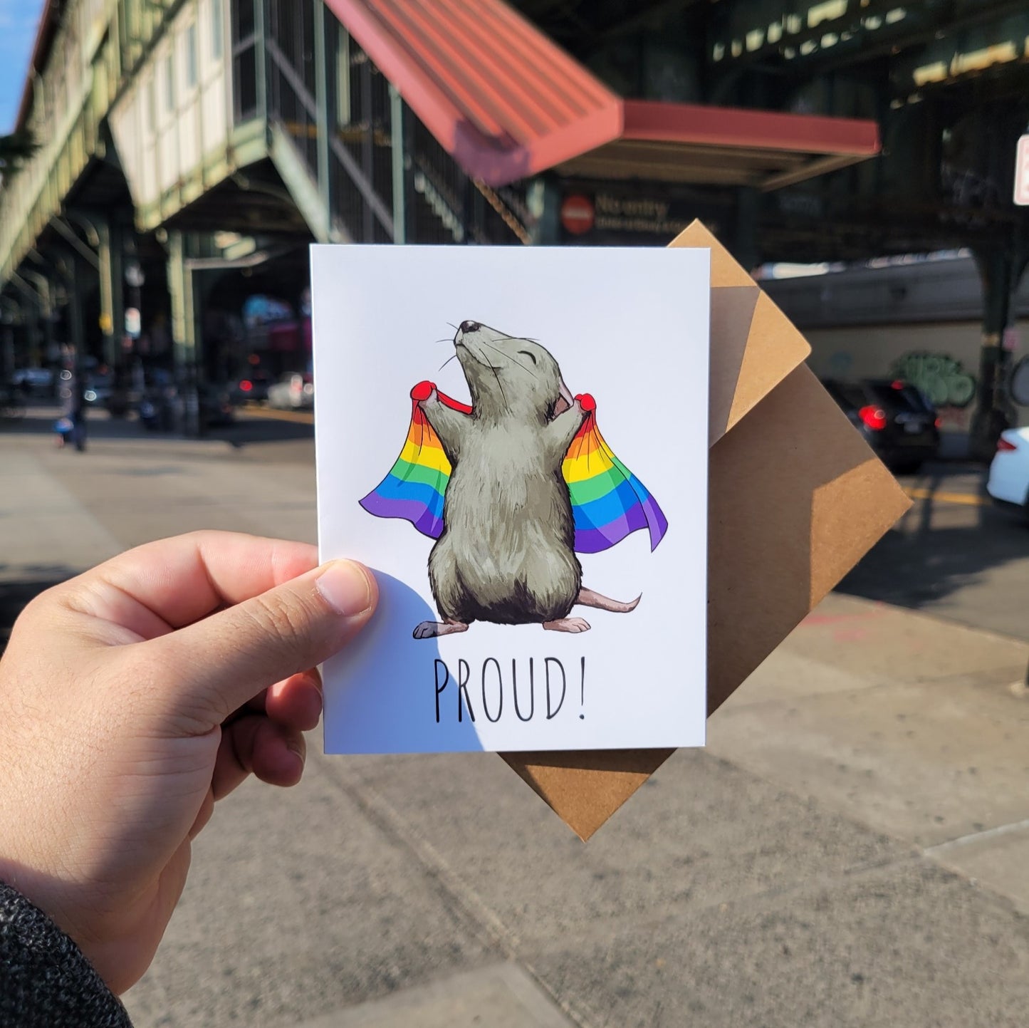 Pride Flag Rat Greeting Card