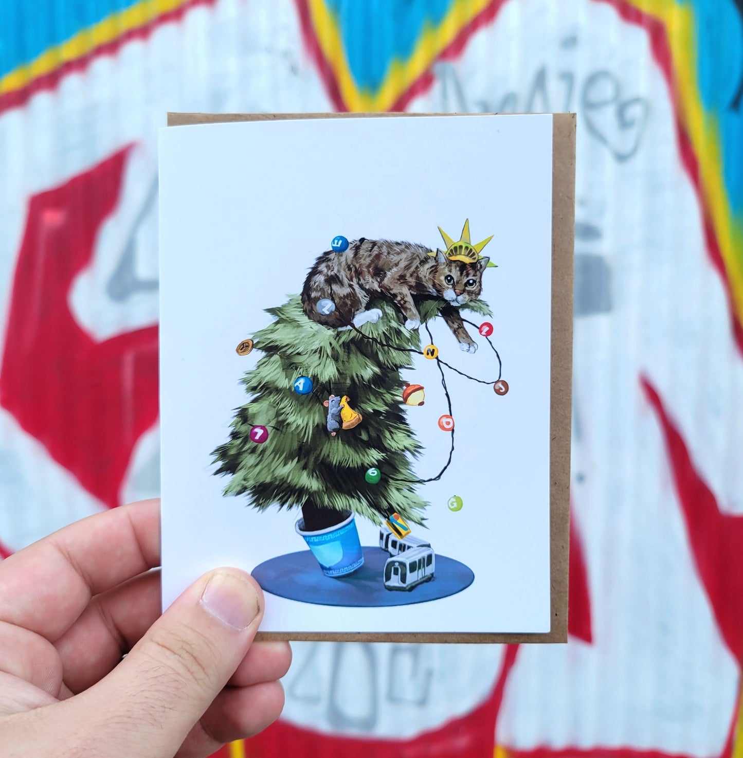 Christmas Tree Cat | Cat Greeting Card