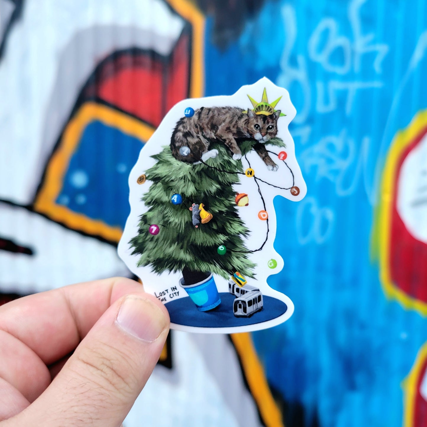 Christmas Tree Cat Sticker