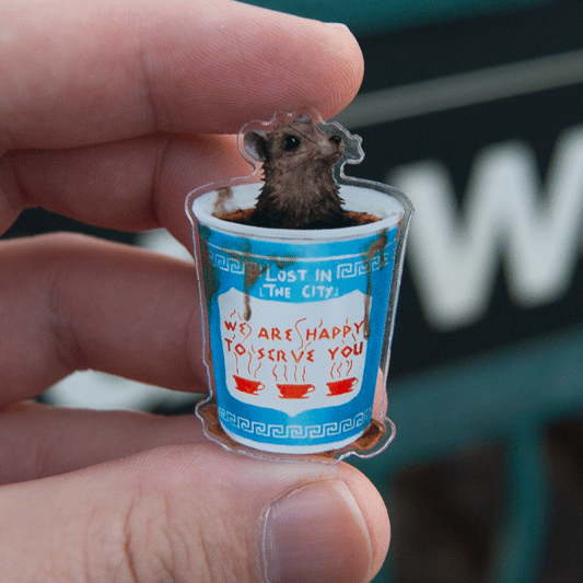 Coffee Rat Acrylic Pin