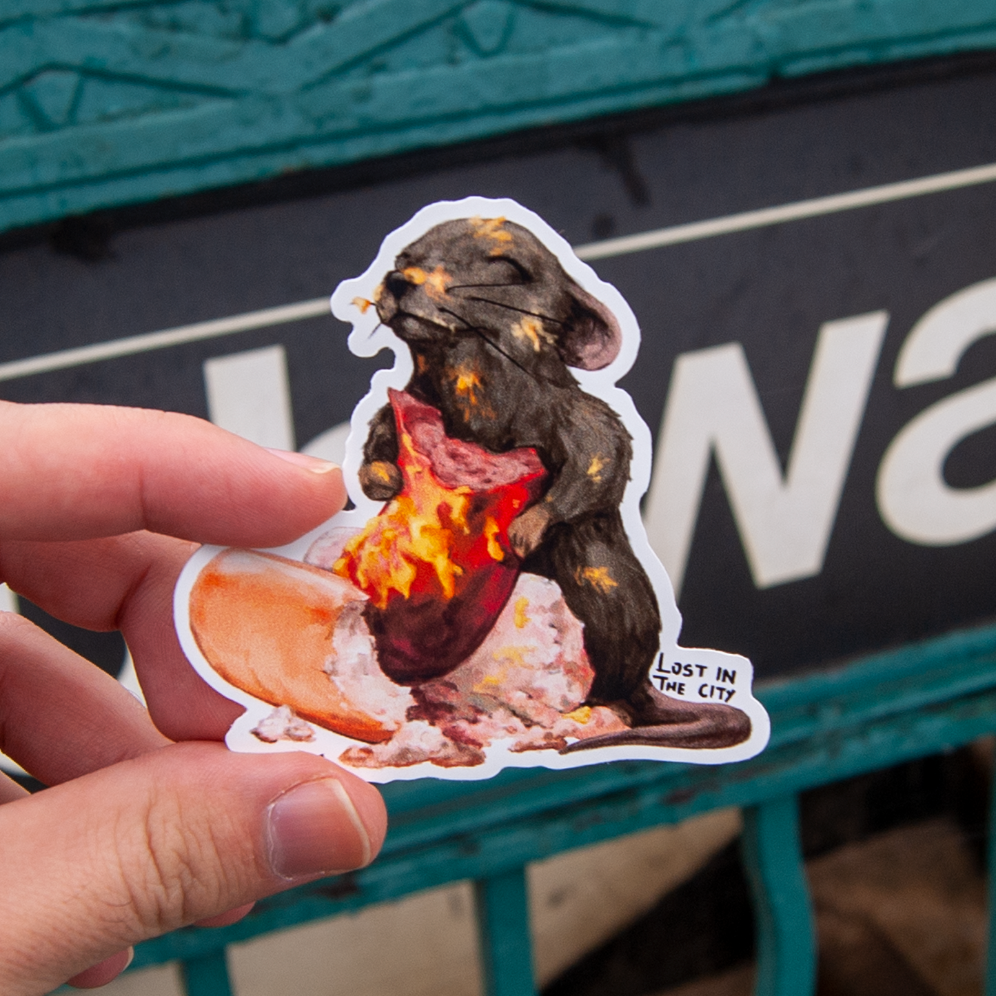 Hot Dog Rat Sticker