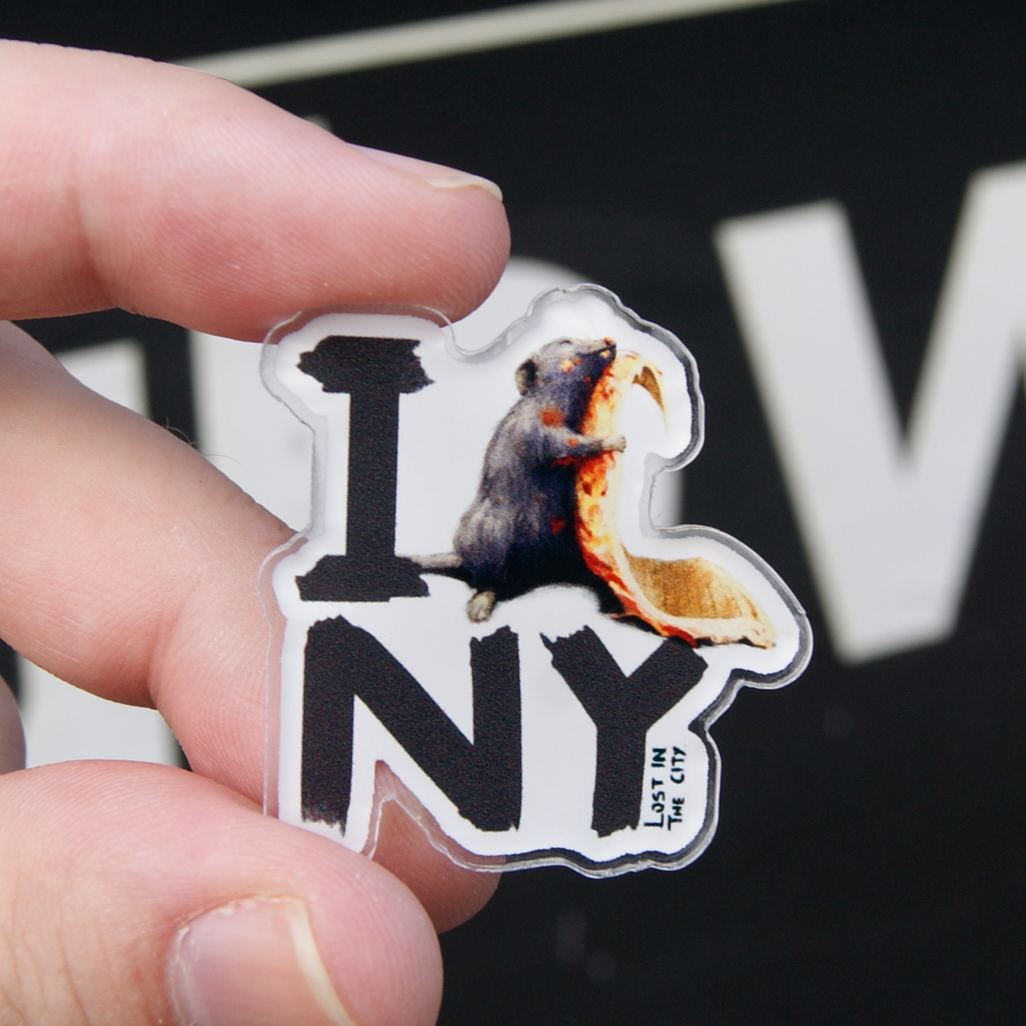 I Rat NY Acrylic Pin