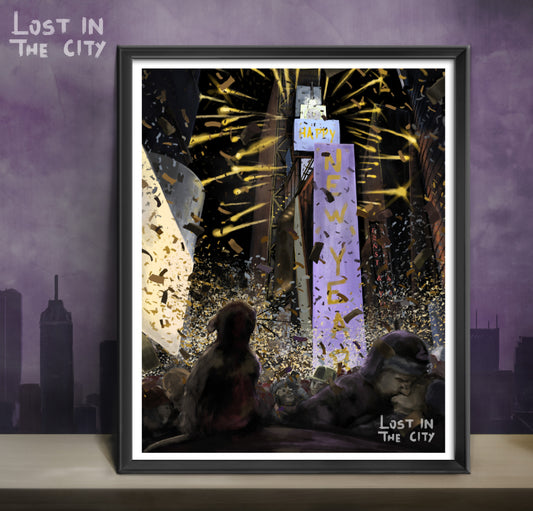New Years Eve Rat Print | Lost in the City